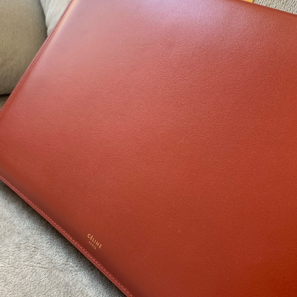 Celine Clasp Medium Red Calfskin Leather Tote - Picture 3 of 16